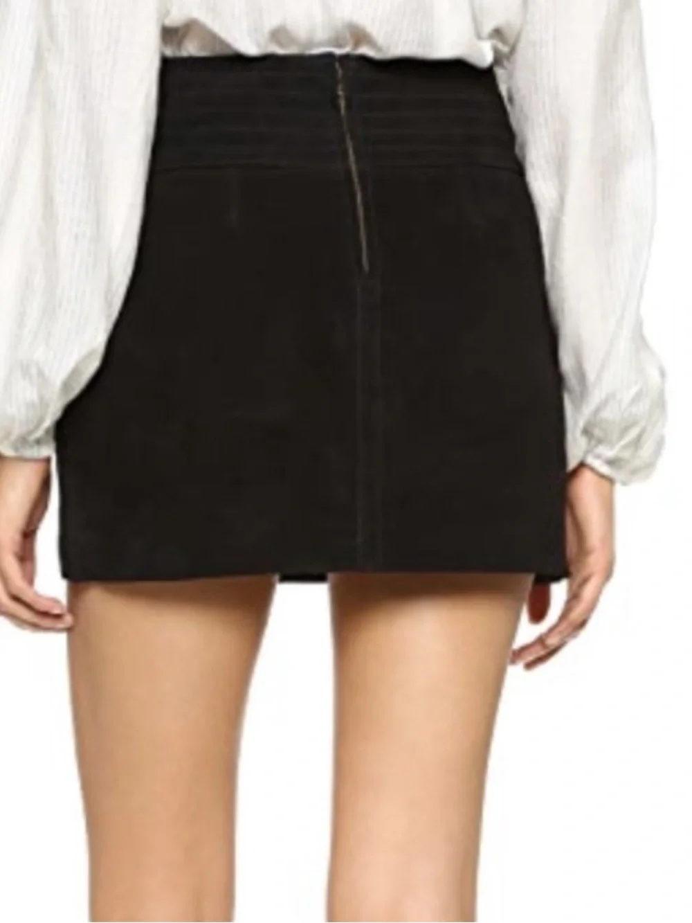 NWOT Free People Modern Love Suede Mini Skirt Size 6 Black Z575
